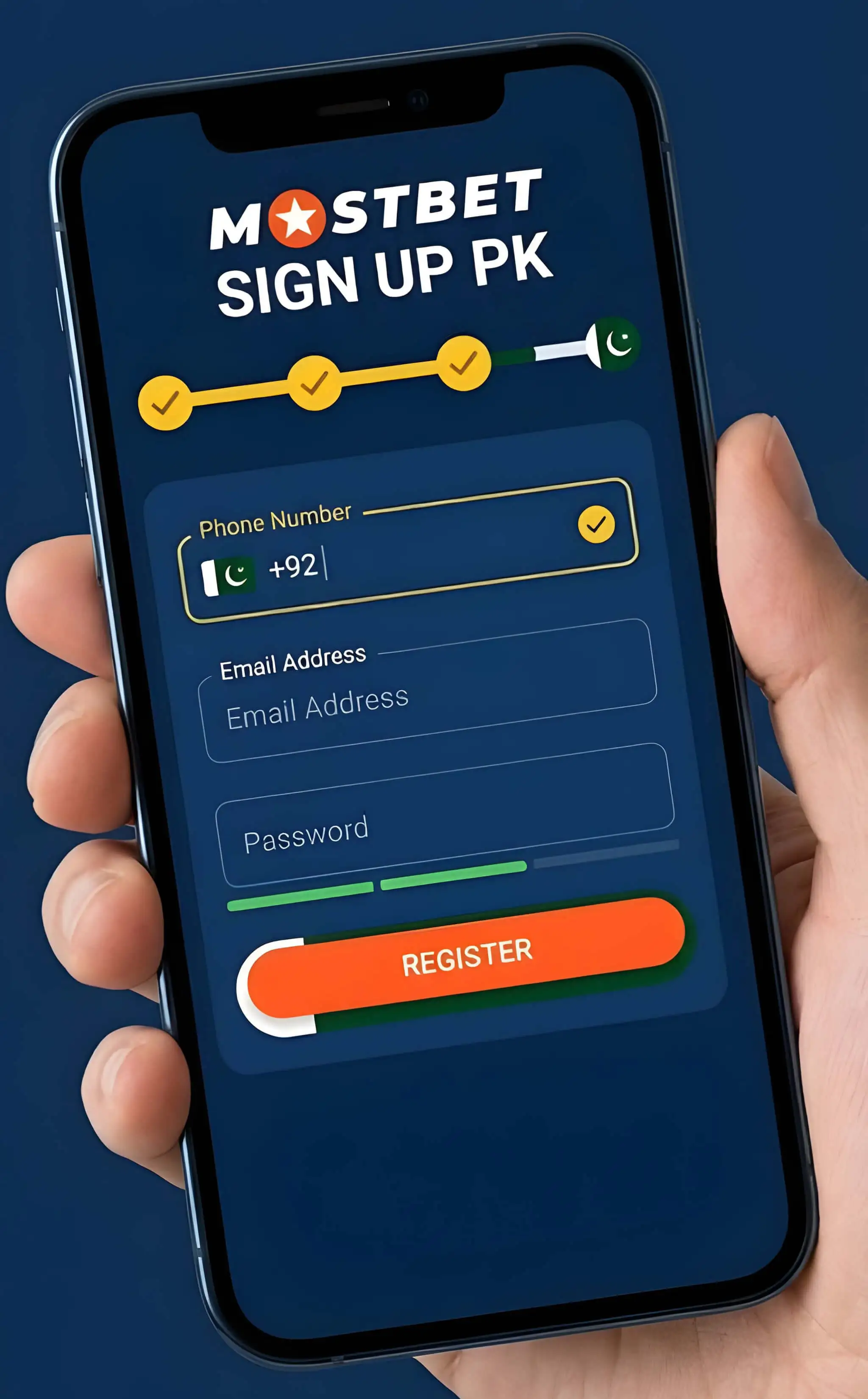 Mostbet Pakistan registration process showing sign up steps for Pakistani users