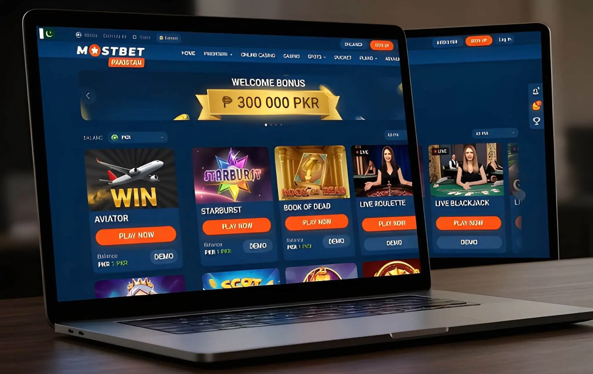 Mostbet Pakistan platform interface showing casino games and PKR currency support